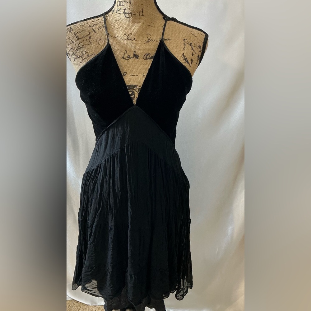 Bebe Black Plunge Neck Backless Sundress